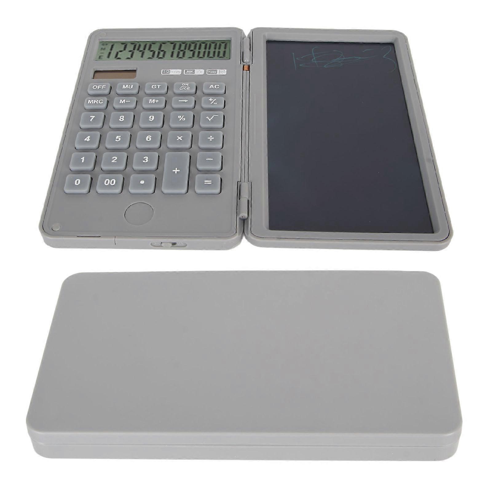 6 Inch 12-Digit Desktop Calculator with Memo Lock & Notepad Gray
