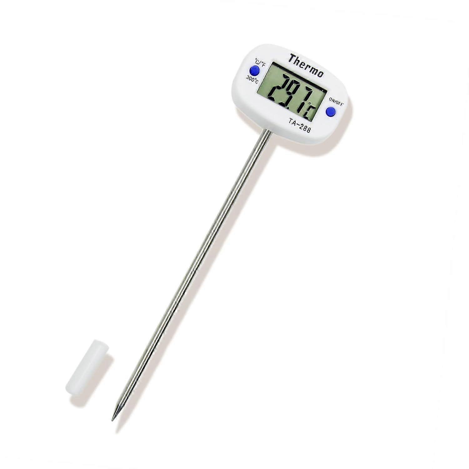 Meat Thermometer  Digital Food Thermometer with Stainless Steel Probe LCD Display Temperature Range: -50C to 300C (-58F to 572F) 180 Rotatable Probe f