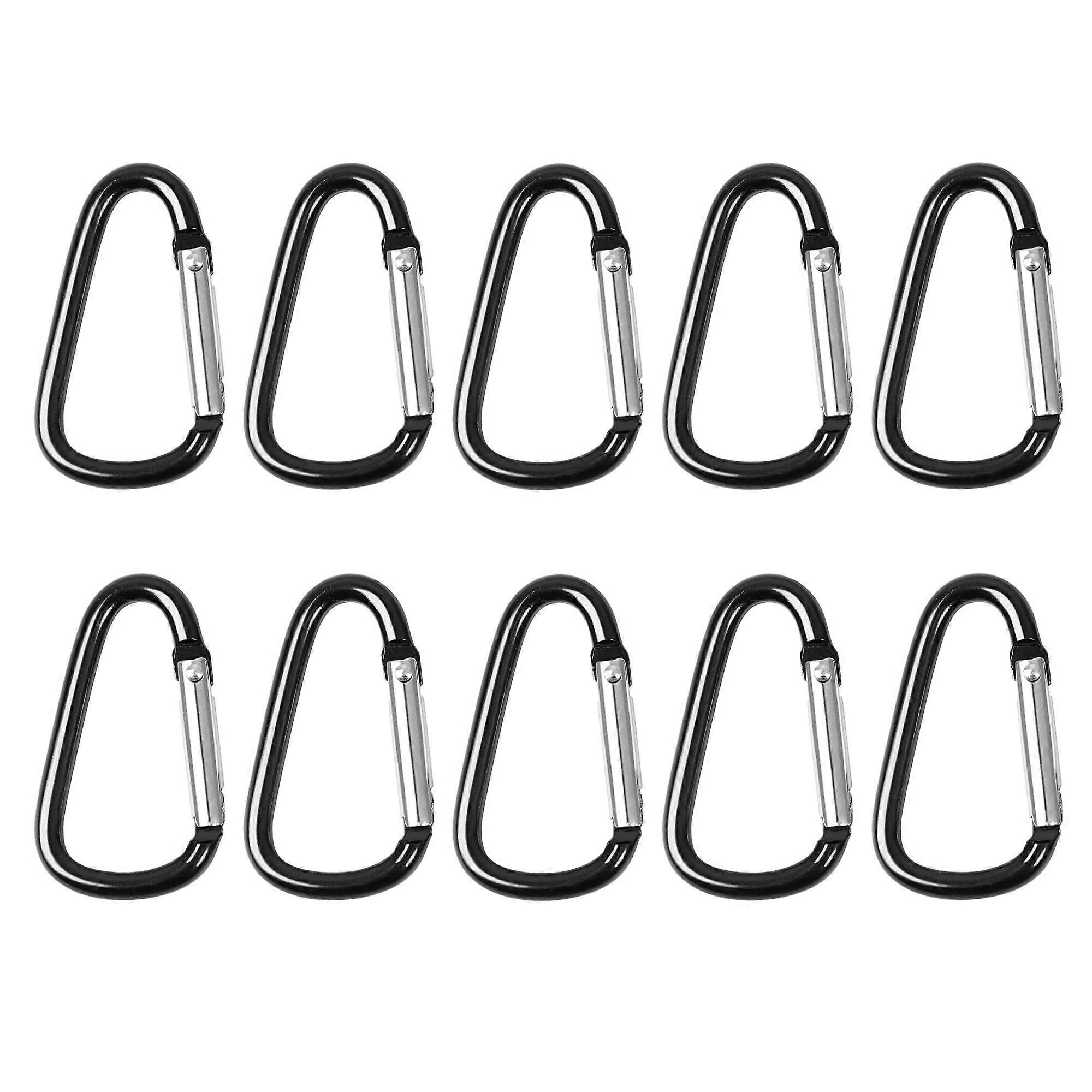 Carabiner Keychain Clip Aluminum DRing Snap Clip 10Pack For Key Ring Spring Snap Hook Locking Gate Black