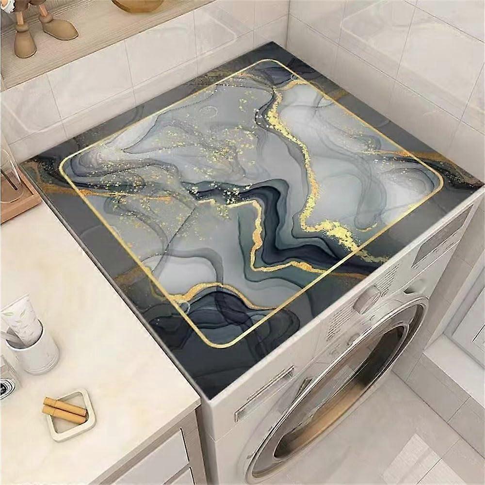 Washer and Dryer  Protector Marble Pattern Absorbent QuickDry Silicone Mat AntiSlip DustProof 60x65cm