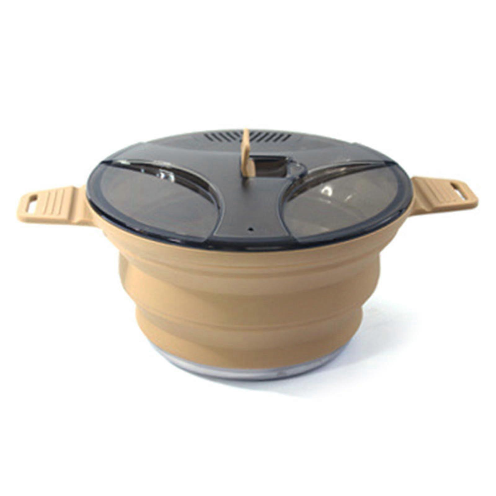 Backpacking Bowls Silicone Heat Resistant Collapsible Camping Container Khaki Portable Recyclable