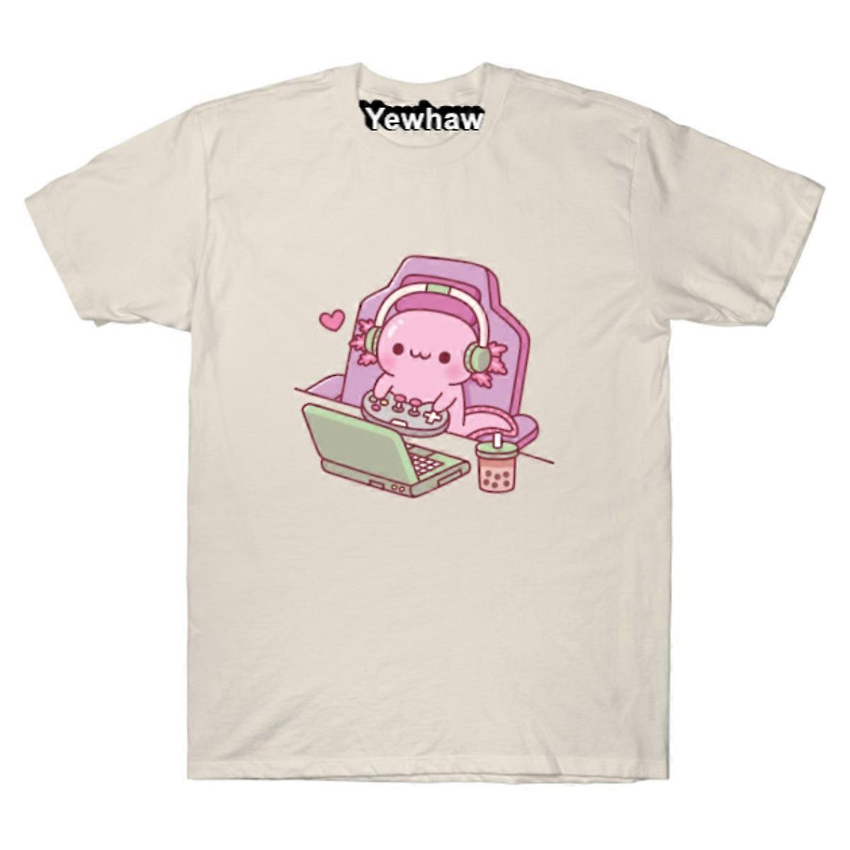 Roztomilé herné tričko Axolotl na notebooku