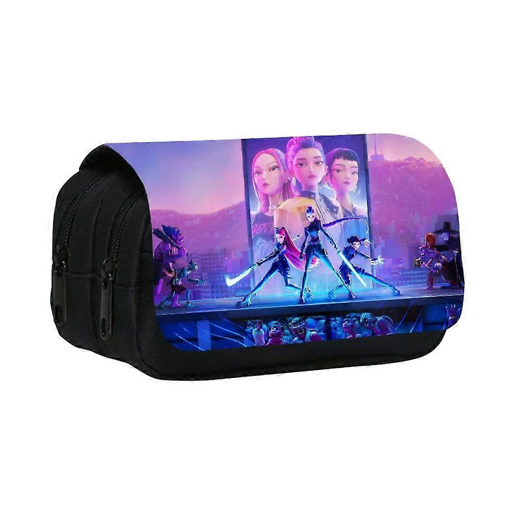 Astuccio portapenne in nylon Pop Demon Hunters, grande capacità, per studenti e materiale scolastico