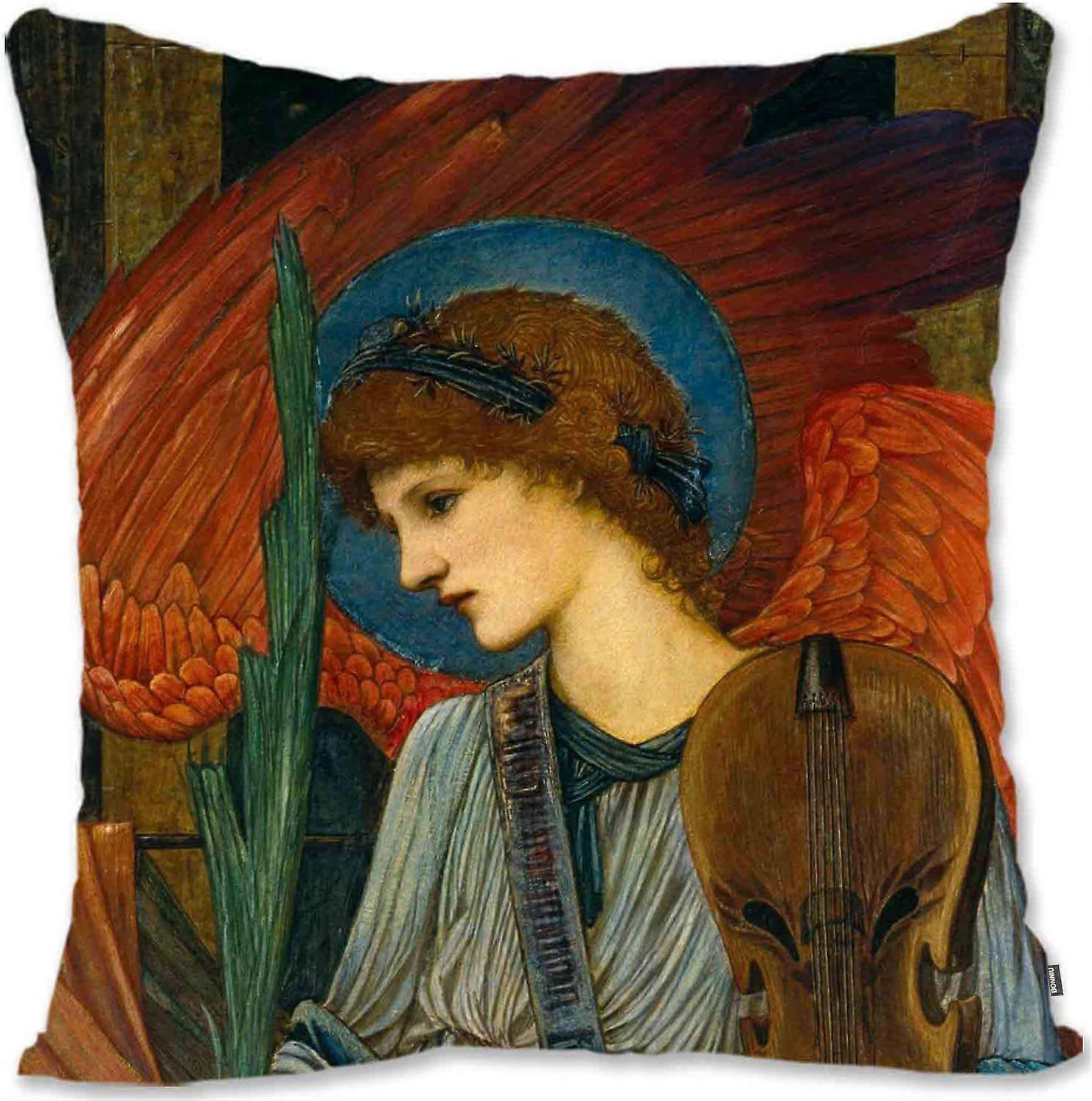 h96装飾スロー枕カバープレラファエル派の女性の肖像画アート - ミレー - イザベラヒューJE -ミュージカルエンジェルEJ(A1-664)lm96
