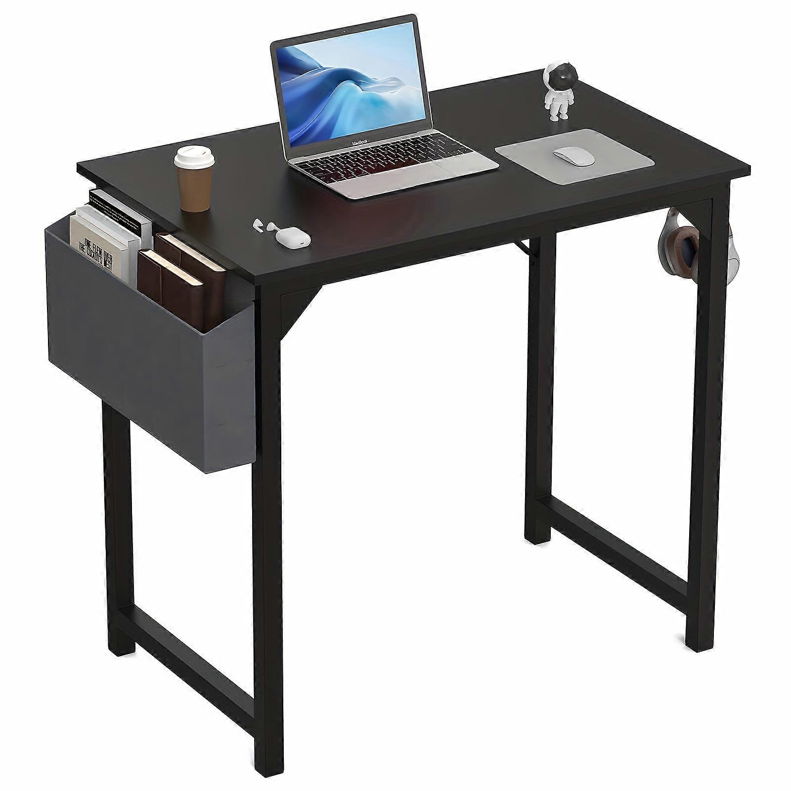 Office Computer Desk Study Table for Small Spaces Home Office 31 Inch Rustic Student Laptop PC Writing Desks with Storage Bag Headphone Hook
