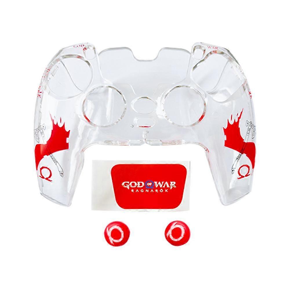 For PS5 Controller Clear Protective Case With Grip Thumb Caps And Touchpad Sticker