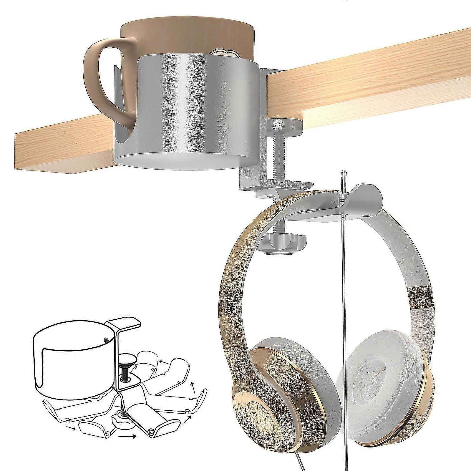 自宅の机のためのヘッドホーンハンガーが付いている机のカップホールダー、机のための反こぼれのカップホルダー、水筒のためのテーブルカップホルダー、車椅子、ワークステーション、