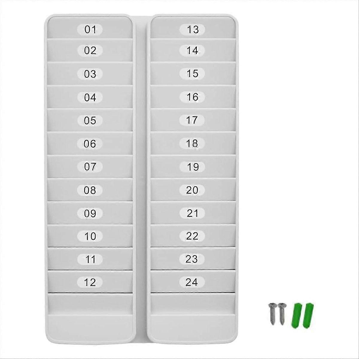 حامل شارة على الحائط 24 ، حامل بطاقة للاحتفاظ ببطاقات التمرير ، هوية VIP للغرفة بلاستيك ، رمادي 24 فتحة