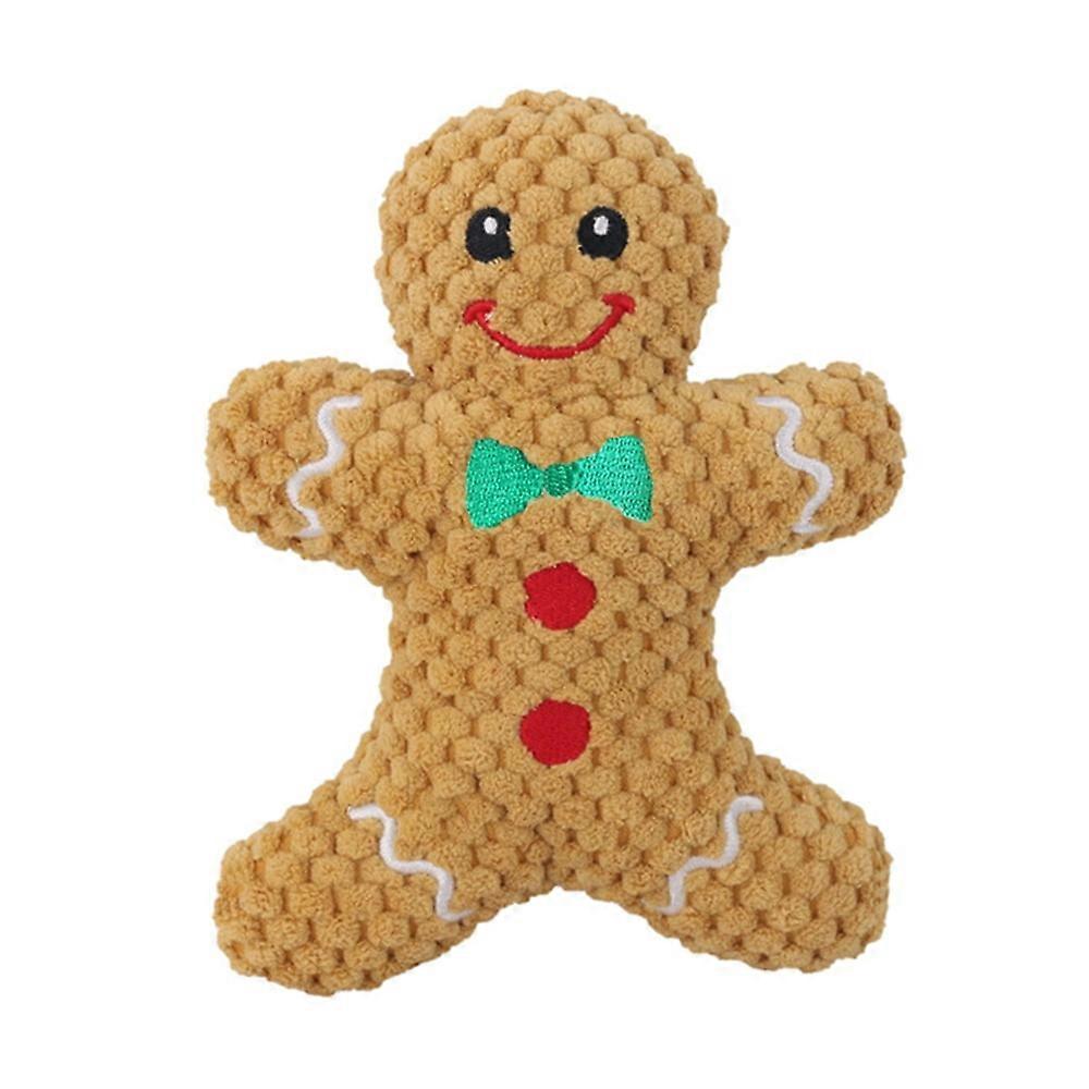 Christmas Gingerbread Man Squeaky Plush Dog Toy, Chew Guard Technology