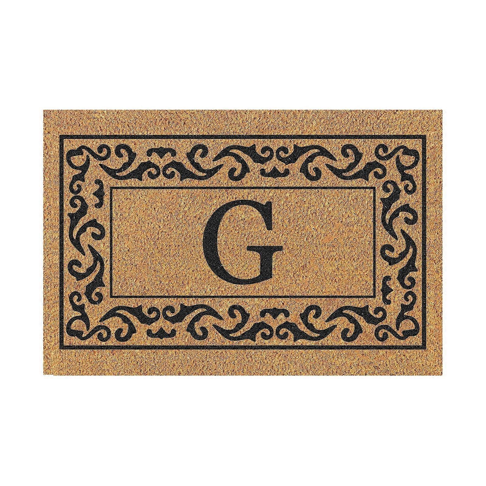 Classic Brown Floor Mat with Letter G Print & Border, Compatible with Begine Clearance