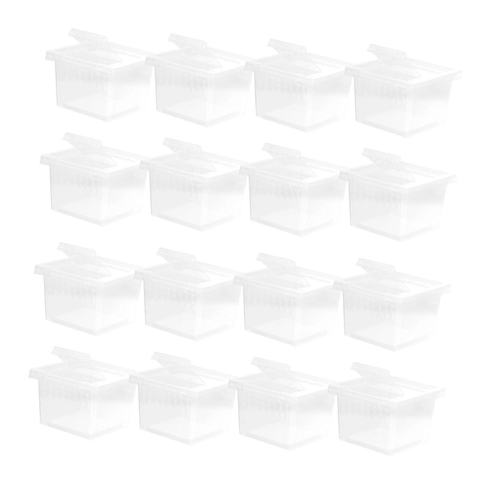 Transparent Reptile Feeding Box 30Pack With Platform For Spiders, Insects, Lizards, Turtles EasyClean Terrarium Container