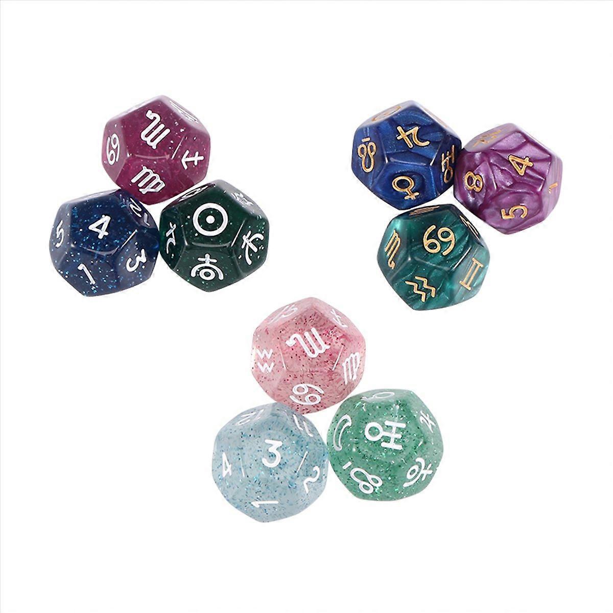 9Pcs 12-Sided Astrology for Constellation Divination Toys Type A