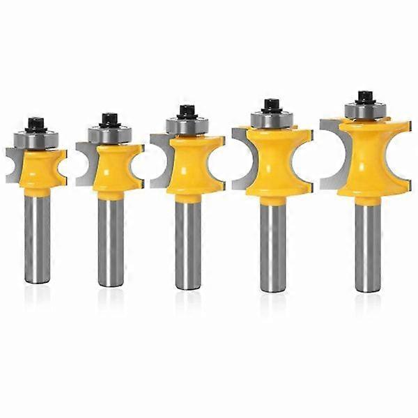 Radius router bit set, 5 pieces of semi-circular spokes for professional wood milling, C3 micrograin carbide inserts with anti-kickback system.