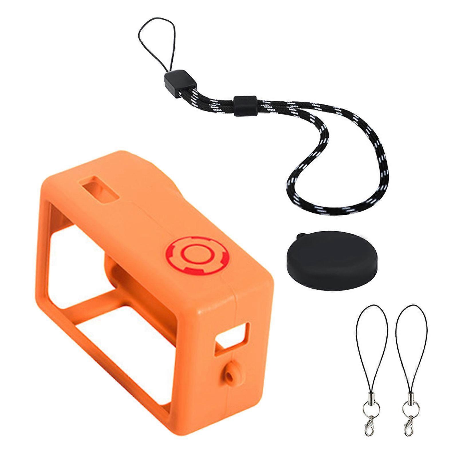 Silicone Camera Protective Cover Lens Guard Scratch-proof Case Sleeve for Action 5 Professional Camera with Lanyard  Orange