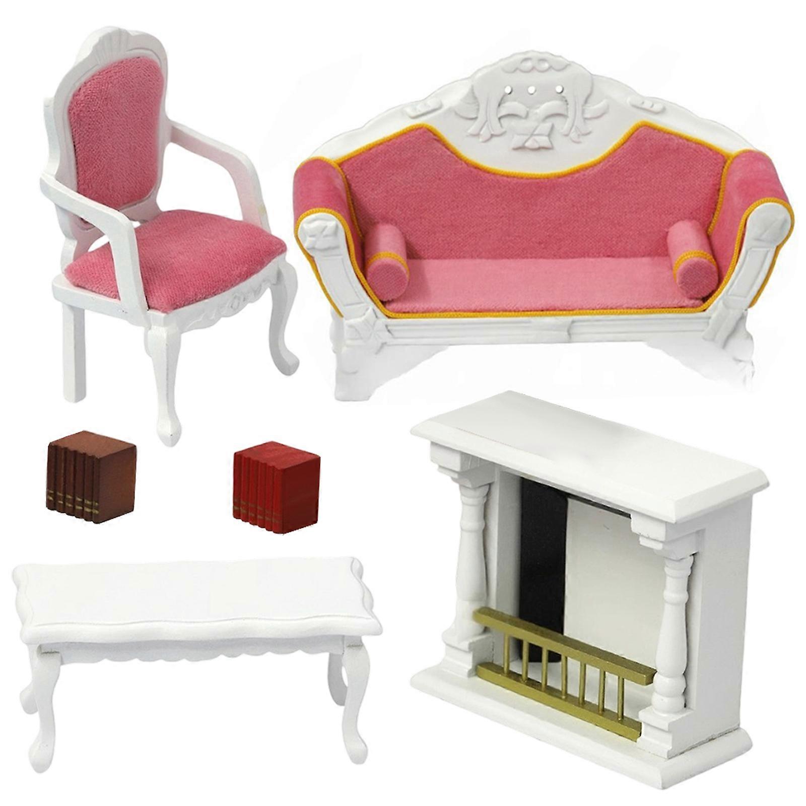 Wooden Doll House Furniture Set With Sofa Table For Creative Kids Crafting And Interactive Play Model Project Display Multicolor