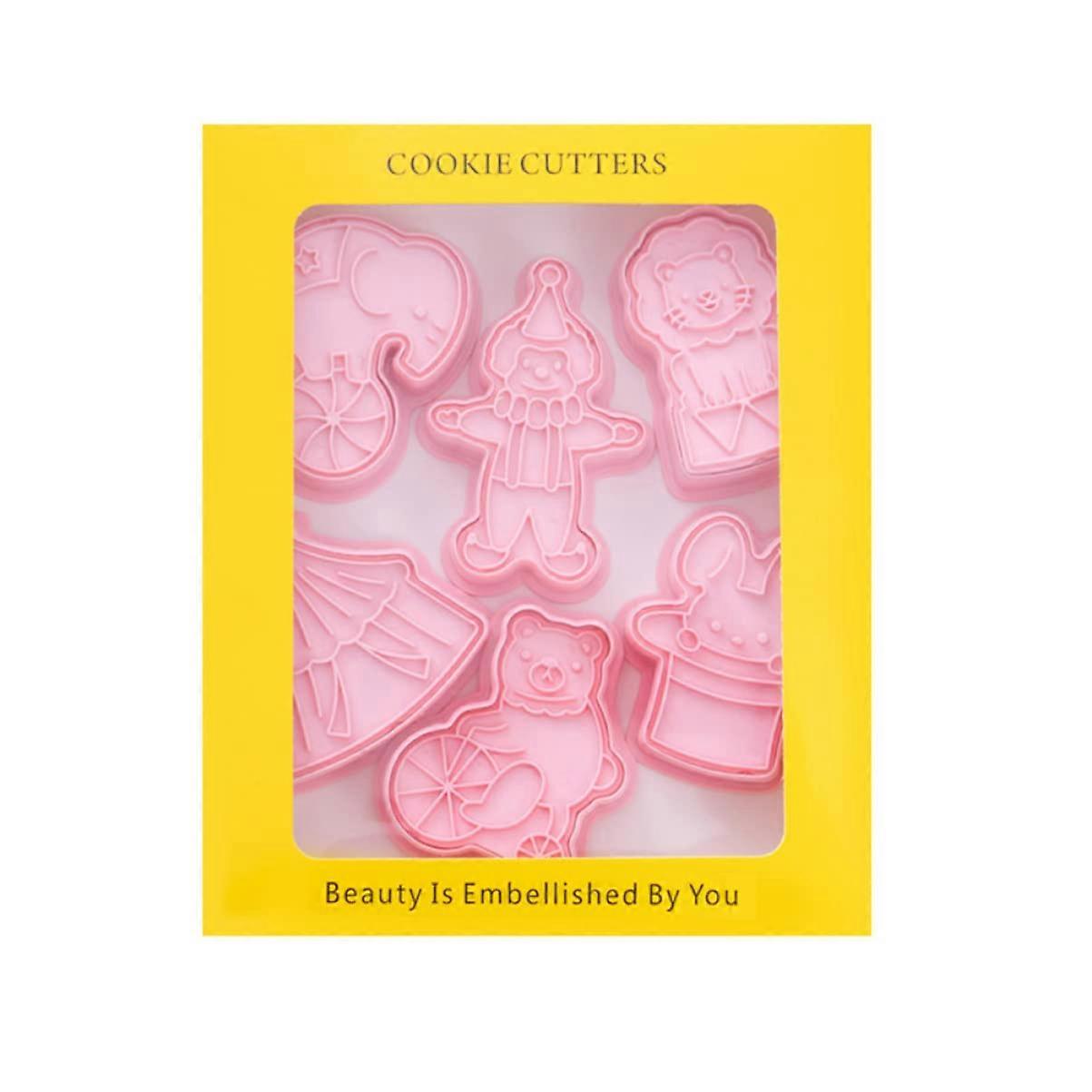 Pp Material Cookie Cutters Shapes Biscuit Molds For Home Professional Use Pink 7.6x5cm PP Plastic Bakeware Set