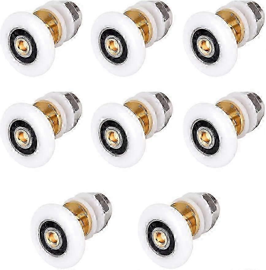 Baderomsskyvedørsruller 8 sett rustfritt stål 23 mm