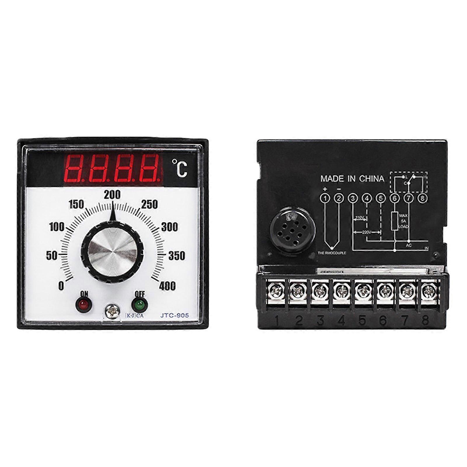 Digital Temperature Controller with Thermocouple Input and Overheat Protection Plastic Metal Texture for Home Appliances Multicolor
