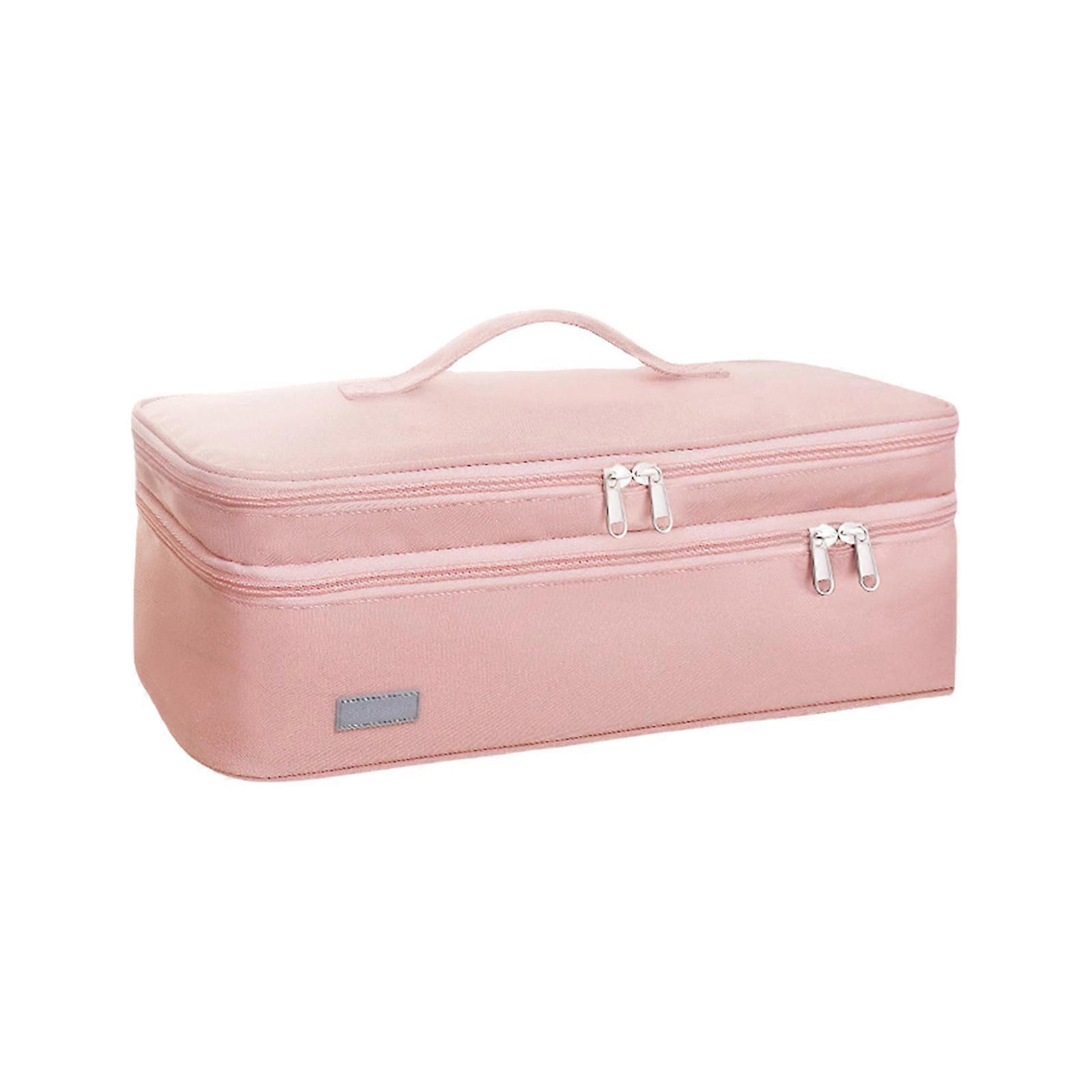 Portable Double Layer Hair Dryer Storage Bag With Thickened Padding Waterproof Compact Design For Travel Home Use  Pink