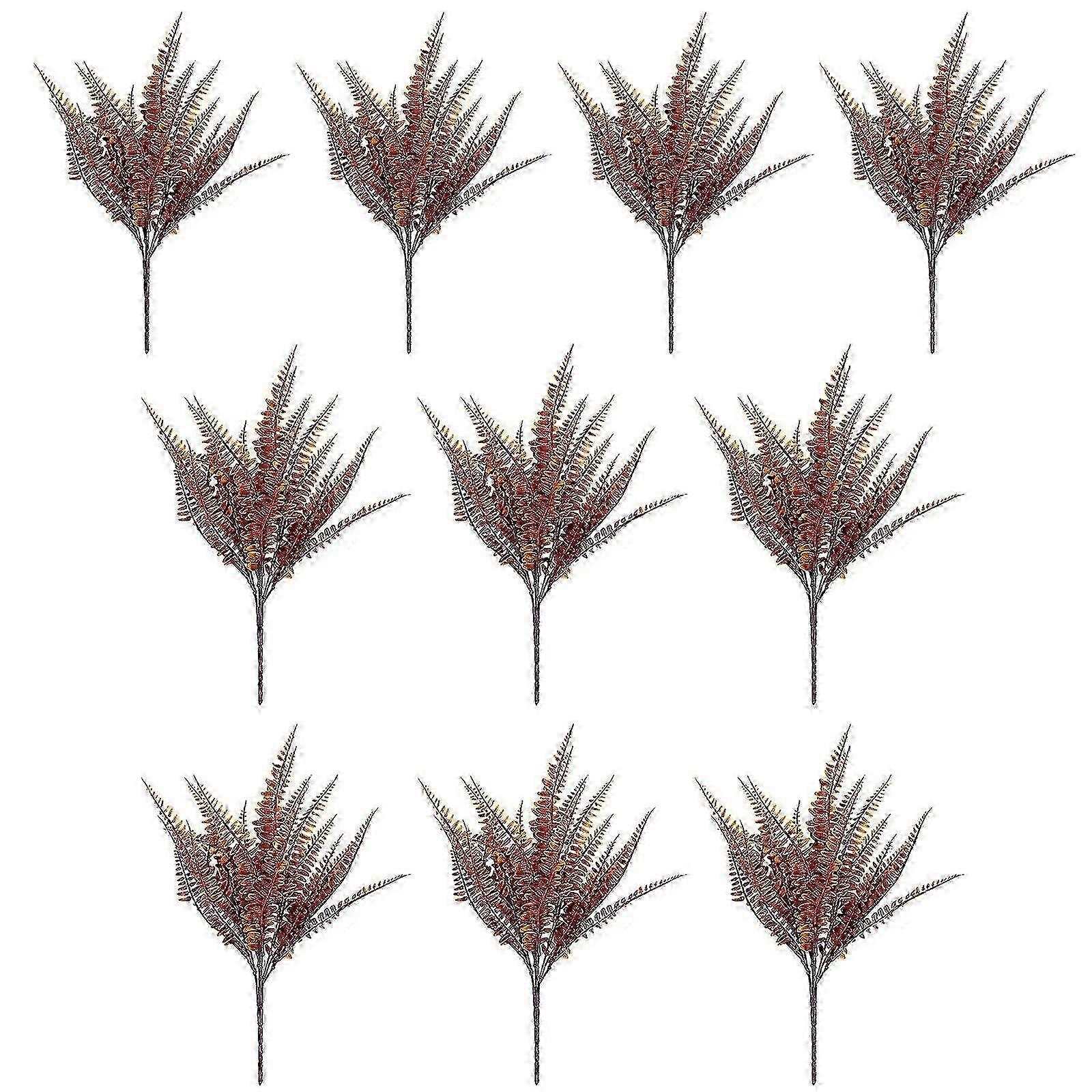 7 Branches Artificial Persian Grass, Light Brown, Set of 10 Stems