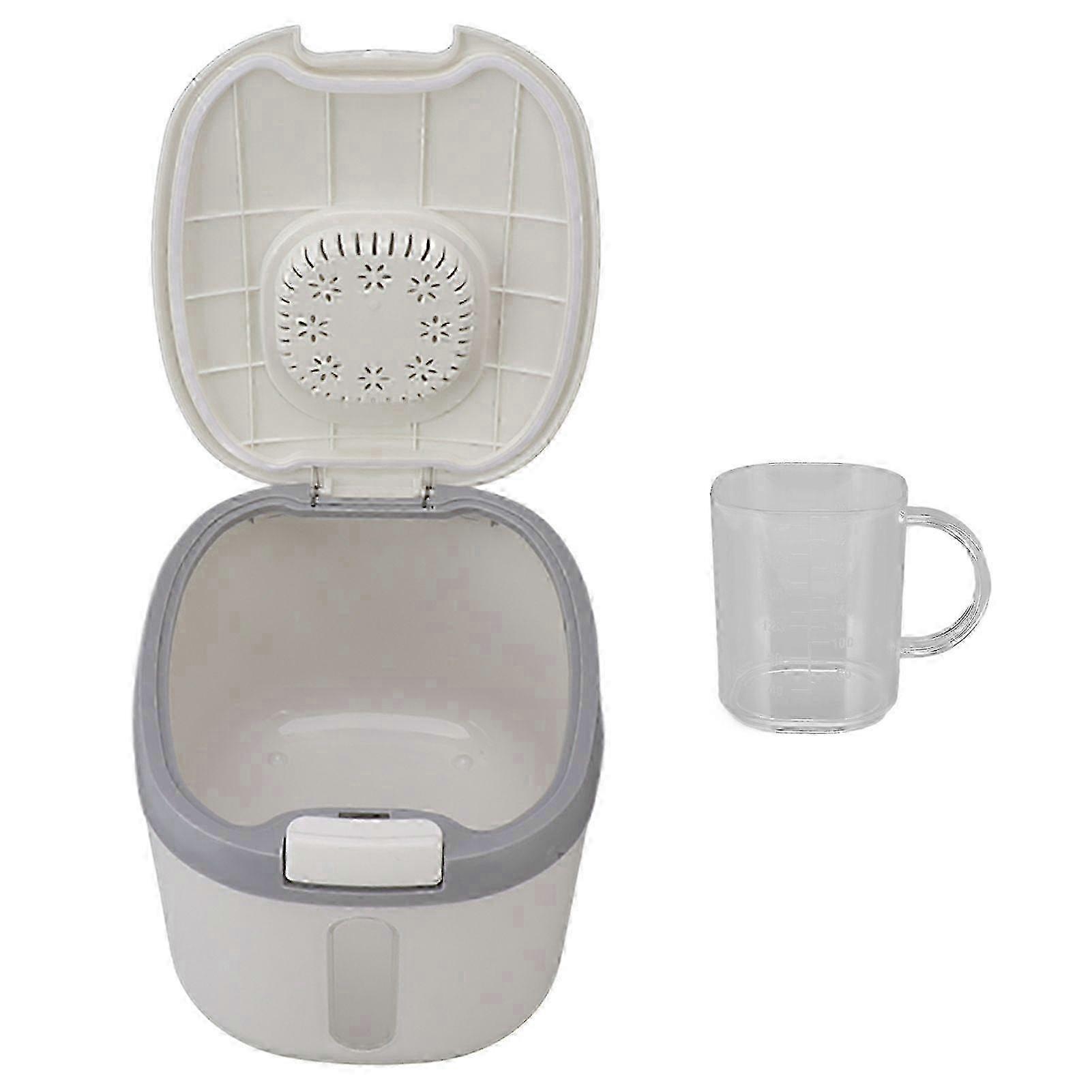 w Rice Container Bug Proof Odorless Airtight Rice Box with Clear Window for Grains Sugar Flour, Gray