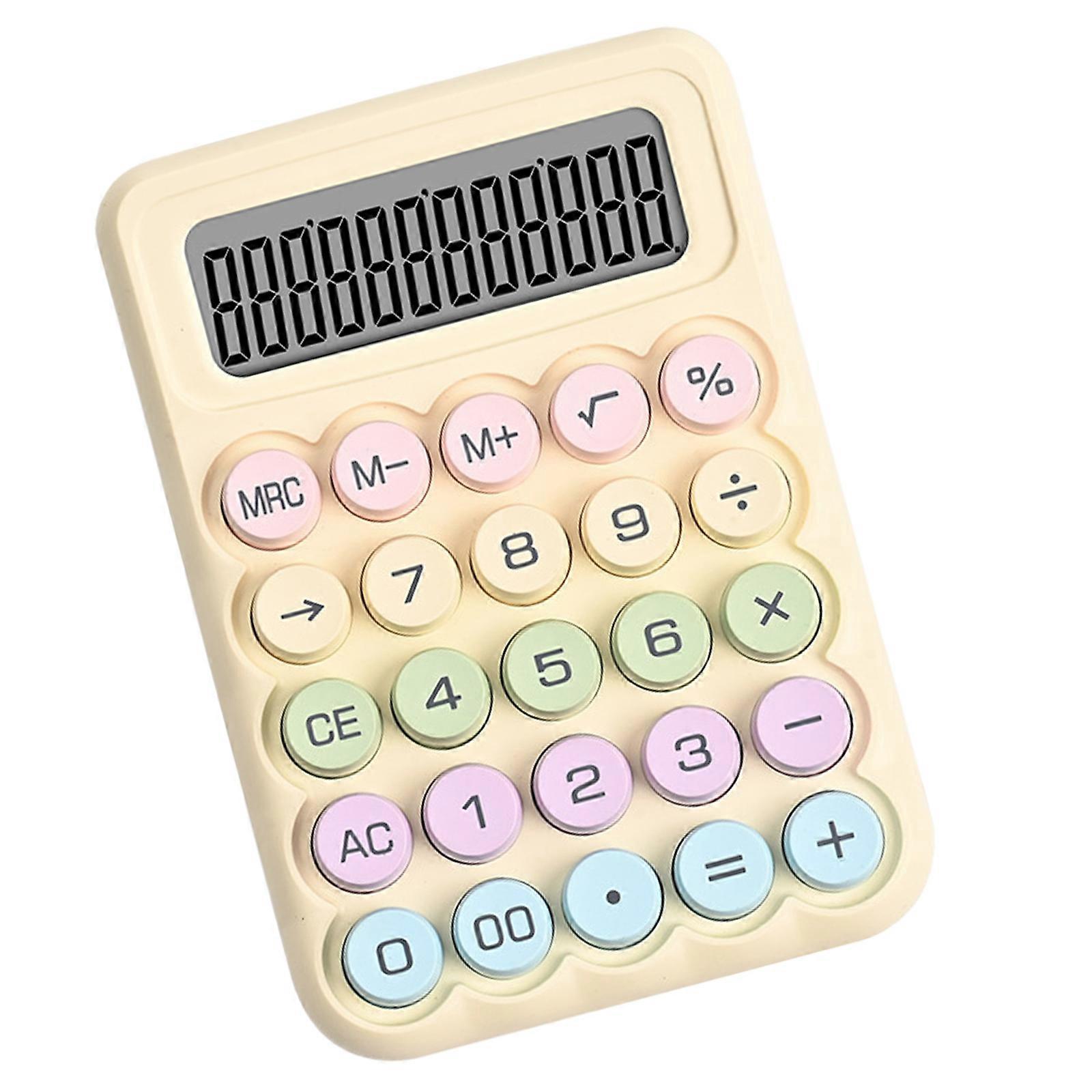 Stylish Candy Desk Calculator with 12Digit Readout Comfortable Key Mechanical Keypad Calculator for Daily Calculations  Yellow