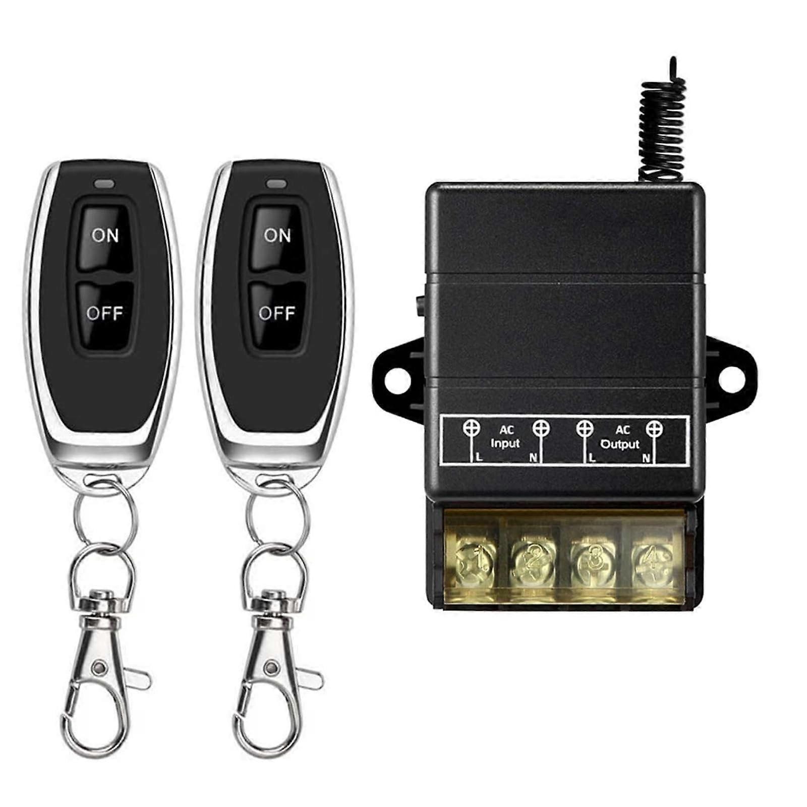 433MHz Wireless Remote Control Relay Switch for Pump, Lights, Security, 2 Transmitters + 1 Receiver