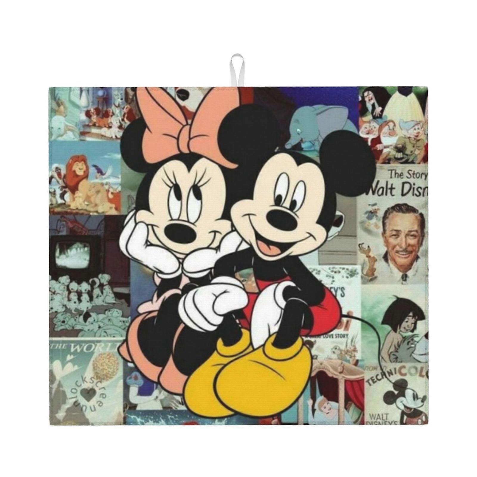 Mickey Mouse Dish Drying Mat For Kitchen Counter, Microfiber Dish Mat, Fast Absorbent Draining Pad