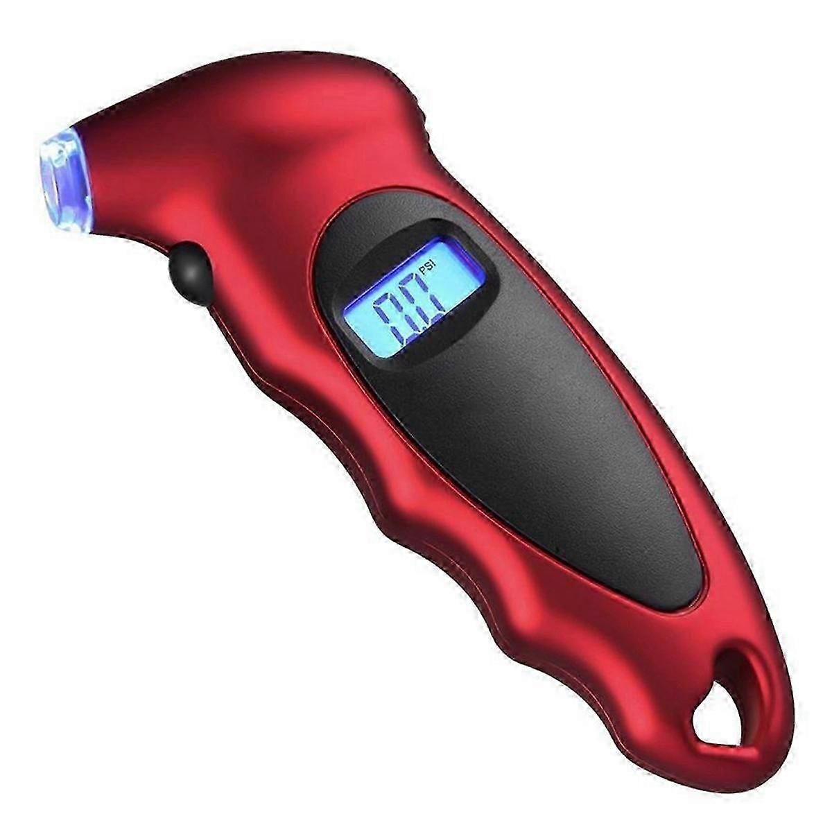 Digital air pressure gauge for vehicle tires with red LCD screen