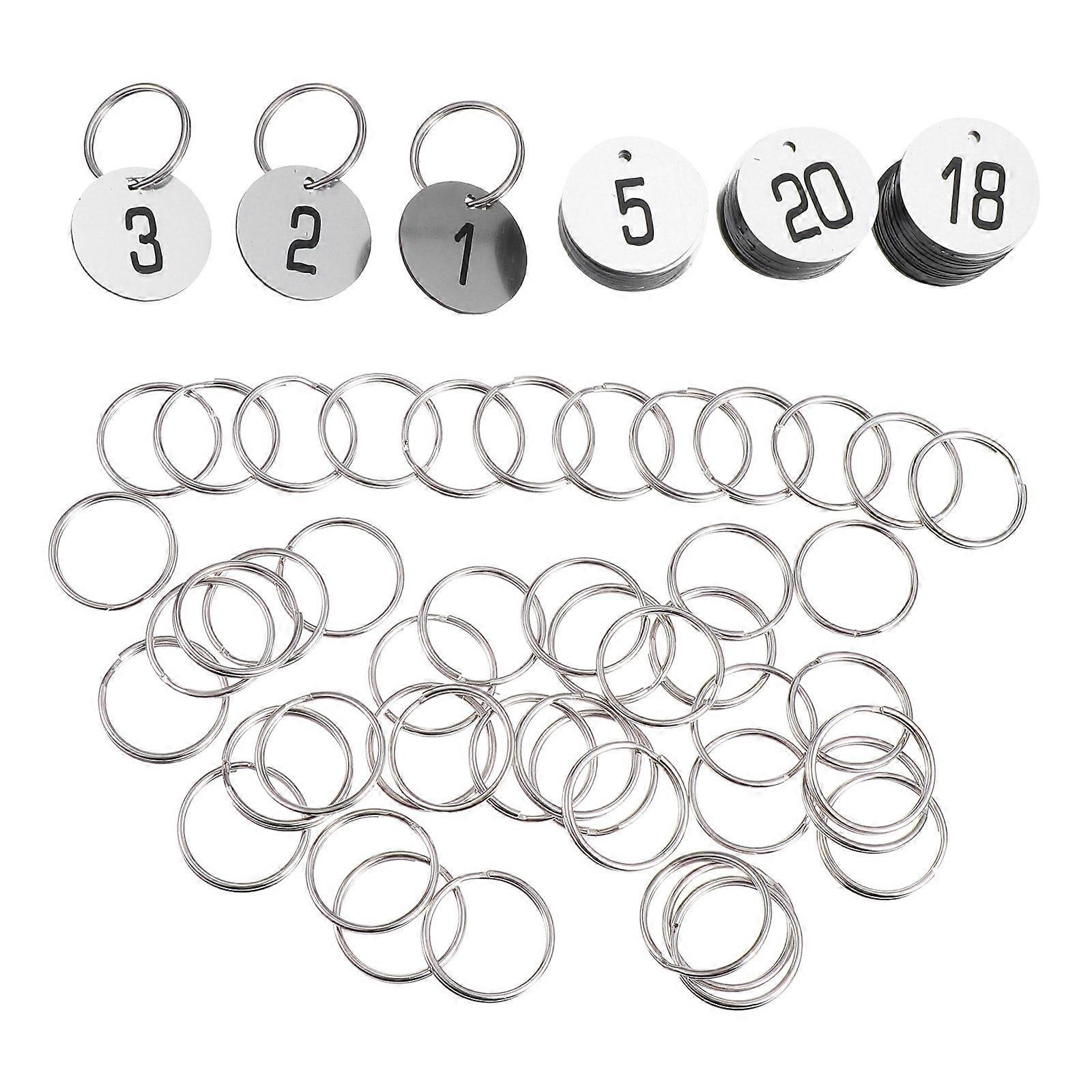 50 Pack Engraved Silver Round Numbered Tags for Home Use ABS Material Size 150