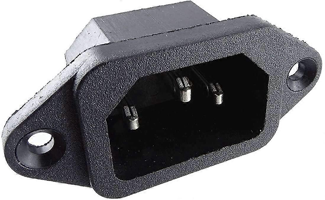 Female connector, supports up to 10 A/250 V with 2 frame mounting holes, 3-pin IEC panel, black