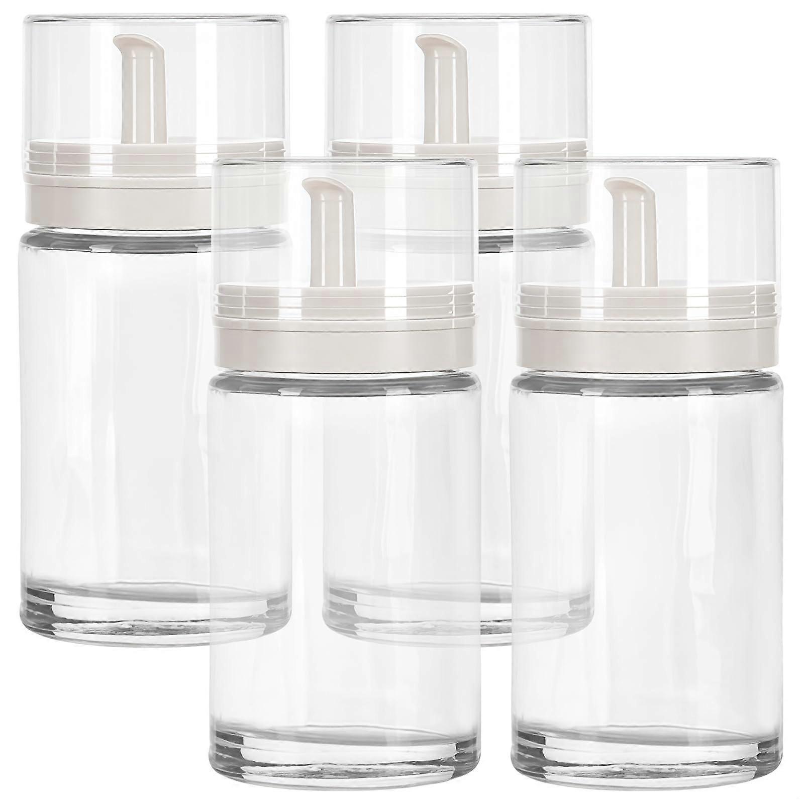Glass Oil and Vinegar Dispenser Set of 4, 100ml Dustproof Lids for Salad Dressings and Cooking Oils