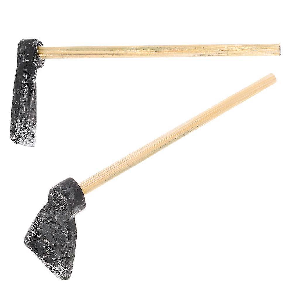 Plastic Mini Hoe Mini Hoe for Dollhouse Decoration 2Pcs Set