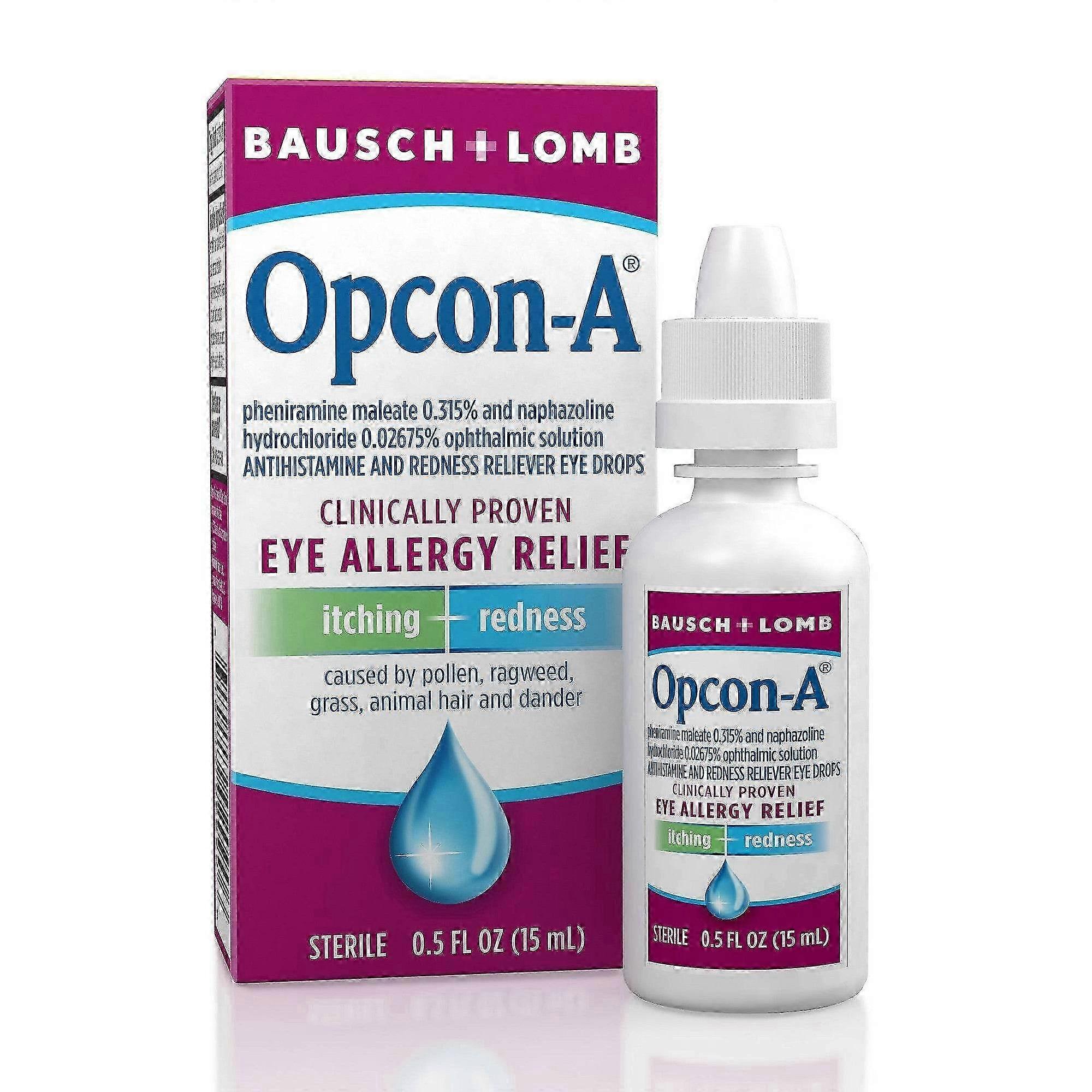 Bausch + Lomb Opcon-a Itching & Redness Reliever Eye Drops, 0.5 Oz