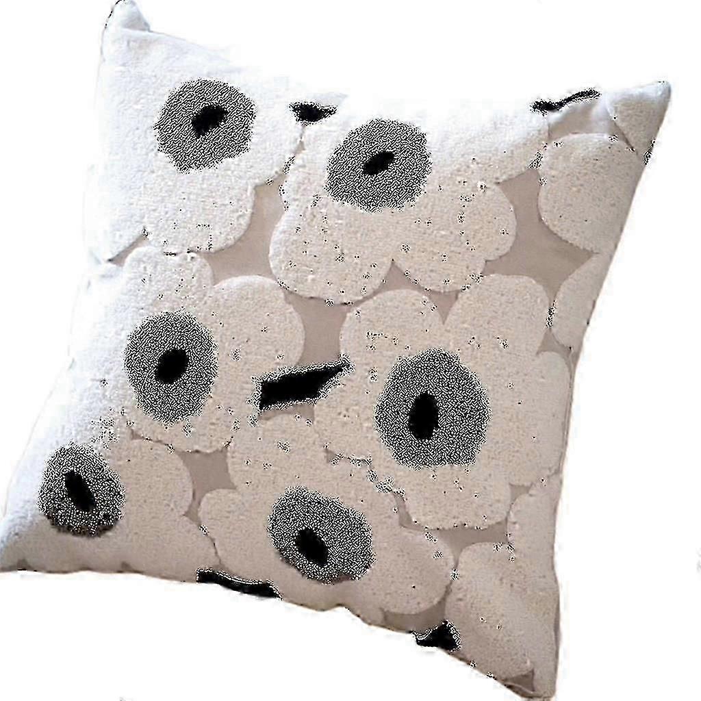 غطاء وسادة مربع من القطن الناعم بنقشة زهرة الخشخاش، قطعتان، مقاس 18 × 18 بوصة