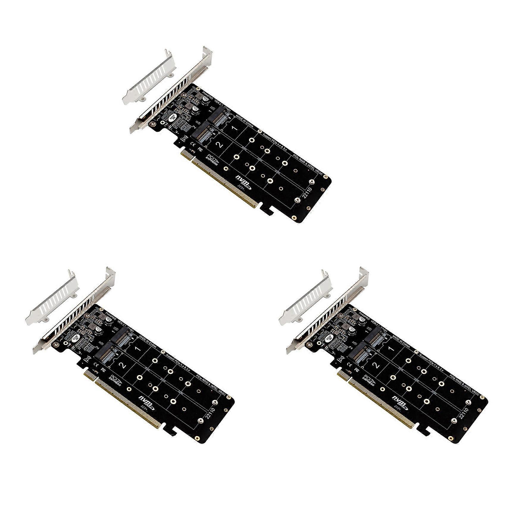 3X Double-Sided 4-Disk NVME RAID Card PCIeX16 to M.2 M-Key NVMEx4SSD 2U Server RAID Array Expansion Adapter Split Card