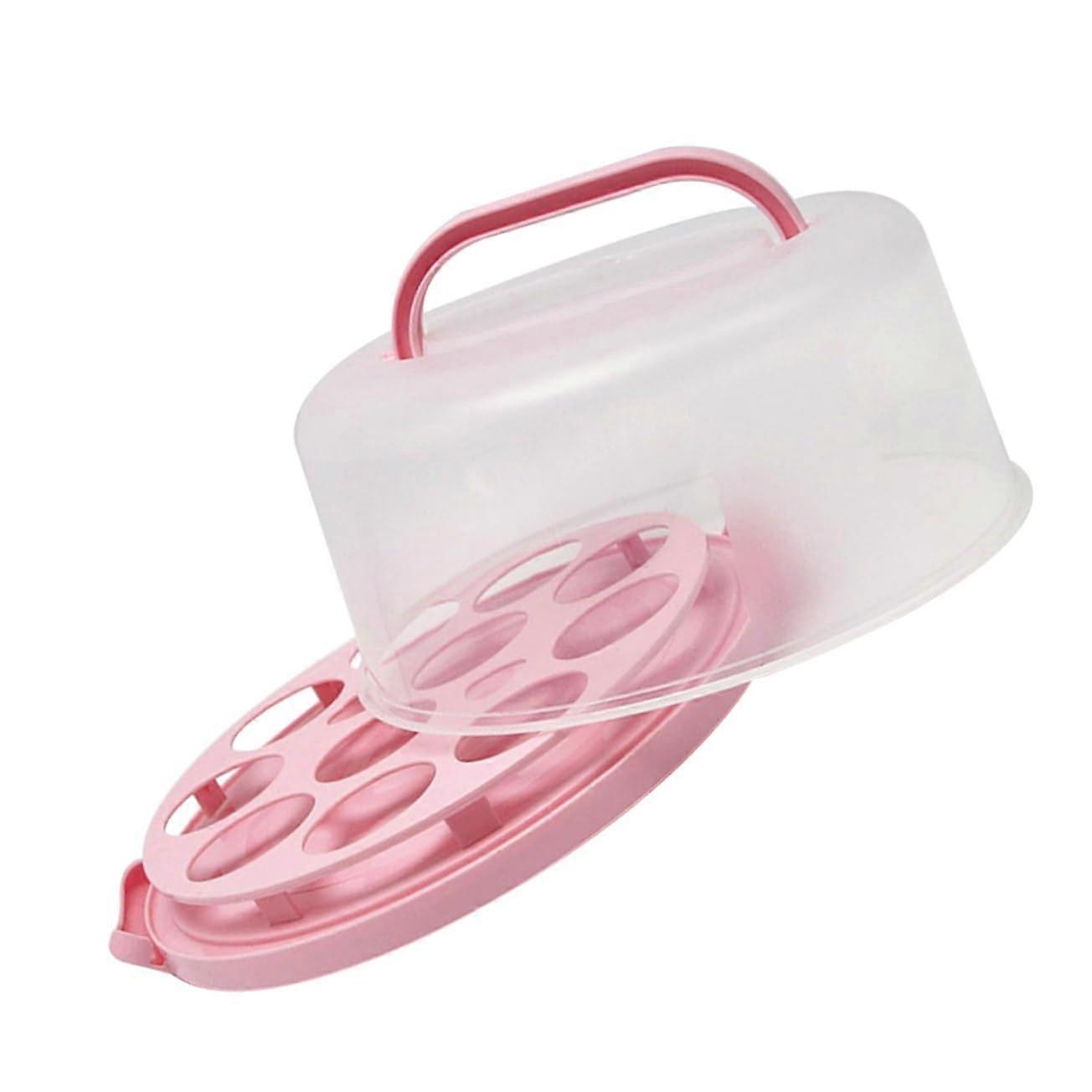 10 Inch Plastic Cake Carrier with Clear Display Lid and Foldable Handle for Birthday Parties
