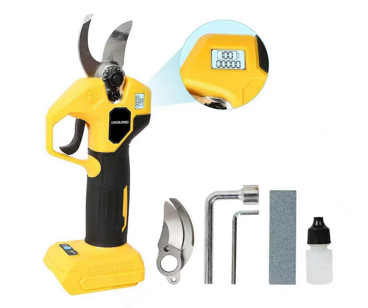 Cordless Pruning Shears Compatible with DeWalt 20V Battery, Brushless SK5 Steel Blade Branch Trimmer with LCD Display