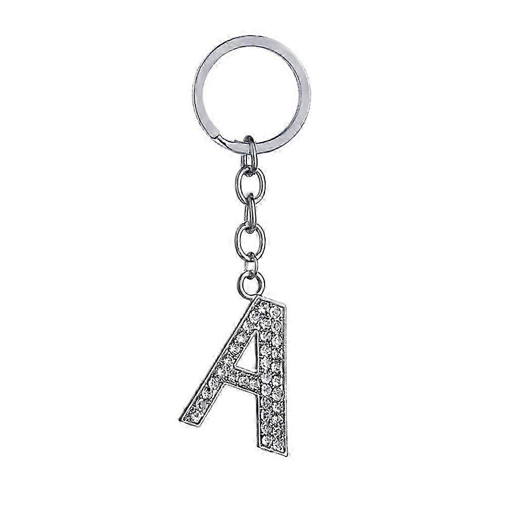 Keychain for A Initial, Metal Letter Key Ring with Rhinestones Charm Gift