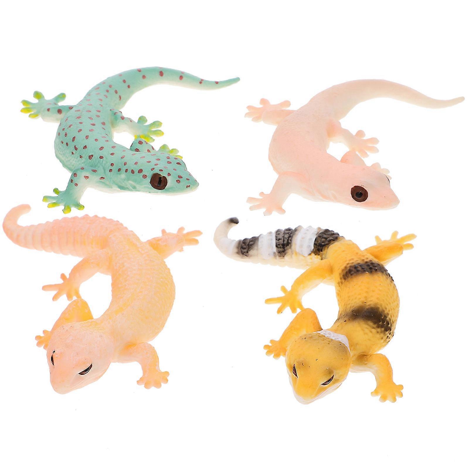 Plastic Lizard Toy Lifelike Simulation Lizard Model for Decoration 4Pcs