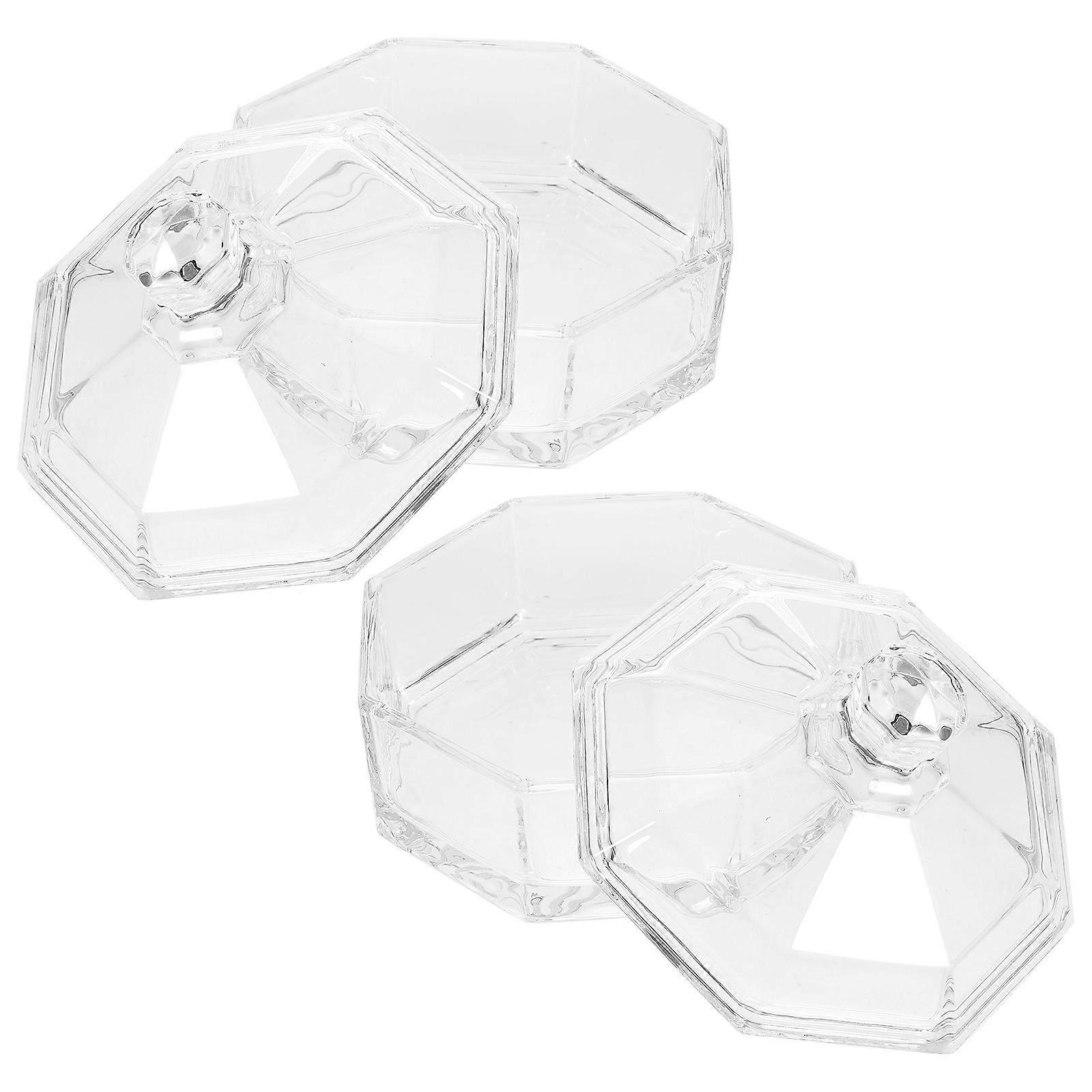 Glass Storage Jar Candy Jar for Storage Use 2Pcs Transparent European Style