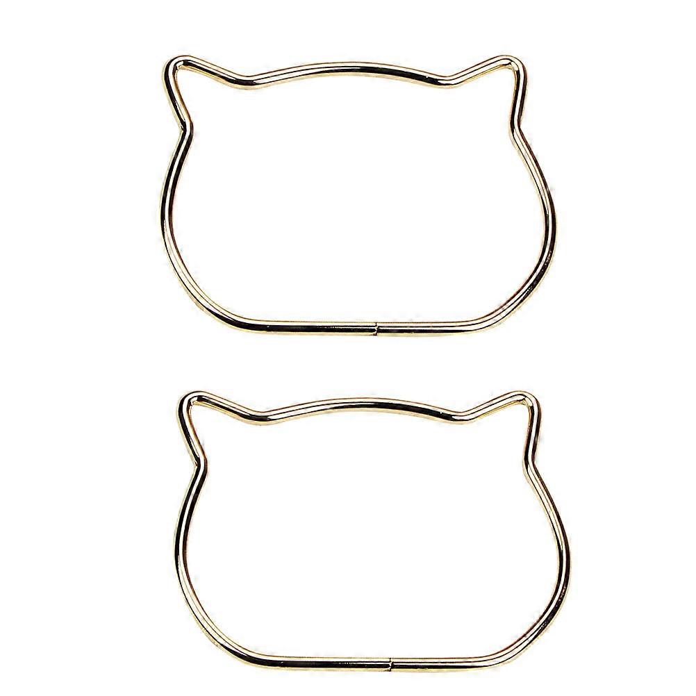 Golden Cat Handles for DIY Use Sturdy Metal Material Simple Fashionable Design Fits Many Bags 1 Pair