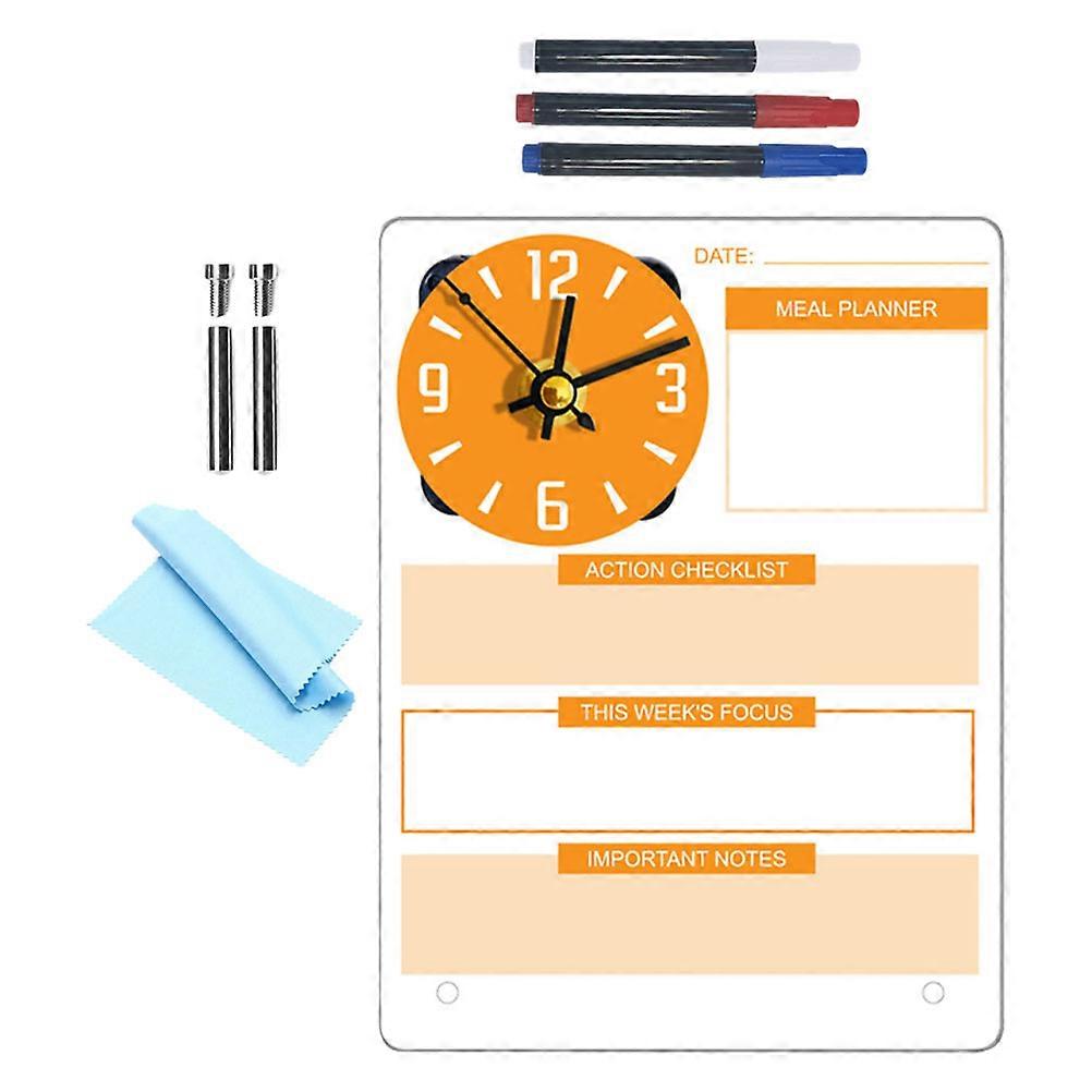 Desk Dry Erase Board Acrylic Clock Type for Planning 2Sets Memo Boards
