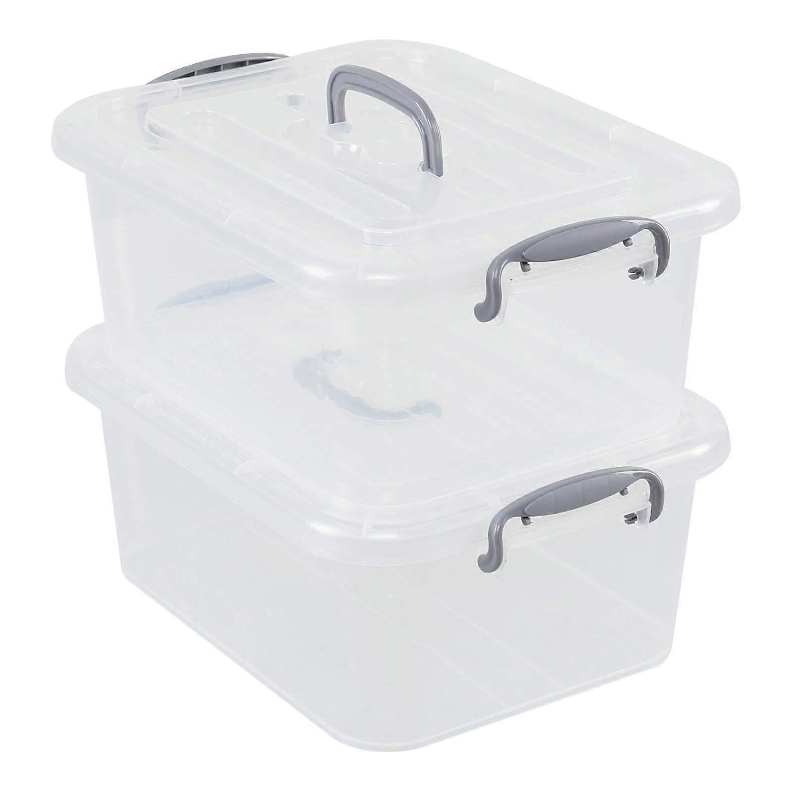 Plastic Storage Bins with Lids 2 Pack, 8 Quart Clear Stackable Containers with Handles for Home Office