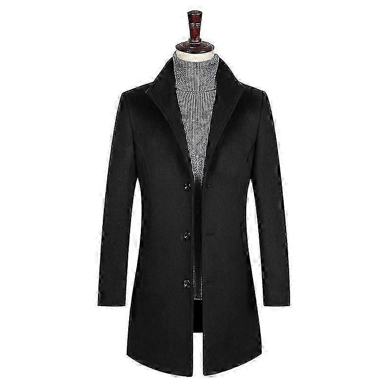 Men's Mid-length Single Breasted Wool Blend Top Coat