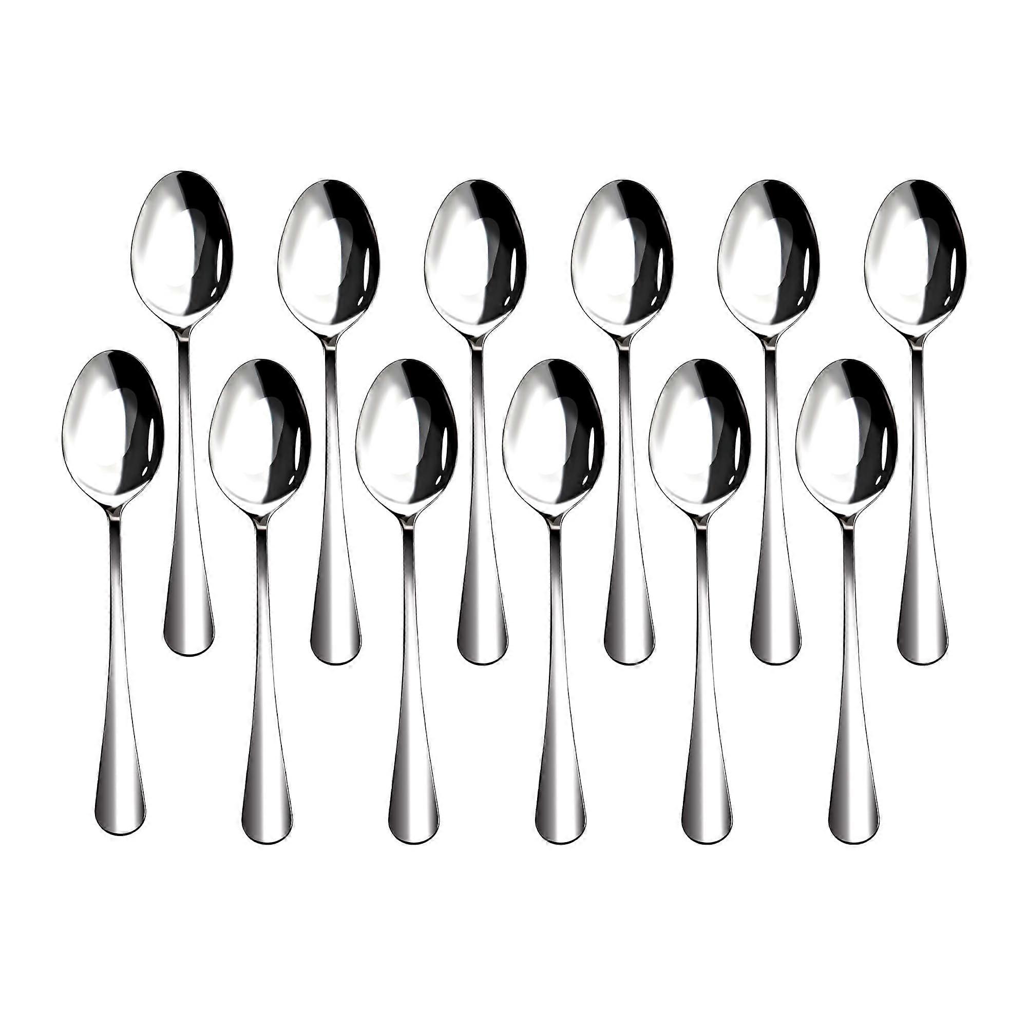 Stainless Steel Teaspoon Set 12 Pieces, Mirror Polished Rustproof Heavy Duty Silverware for Kitchen