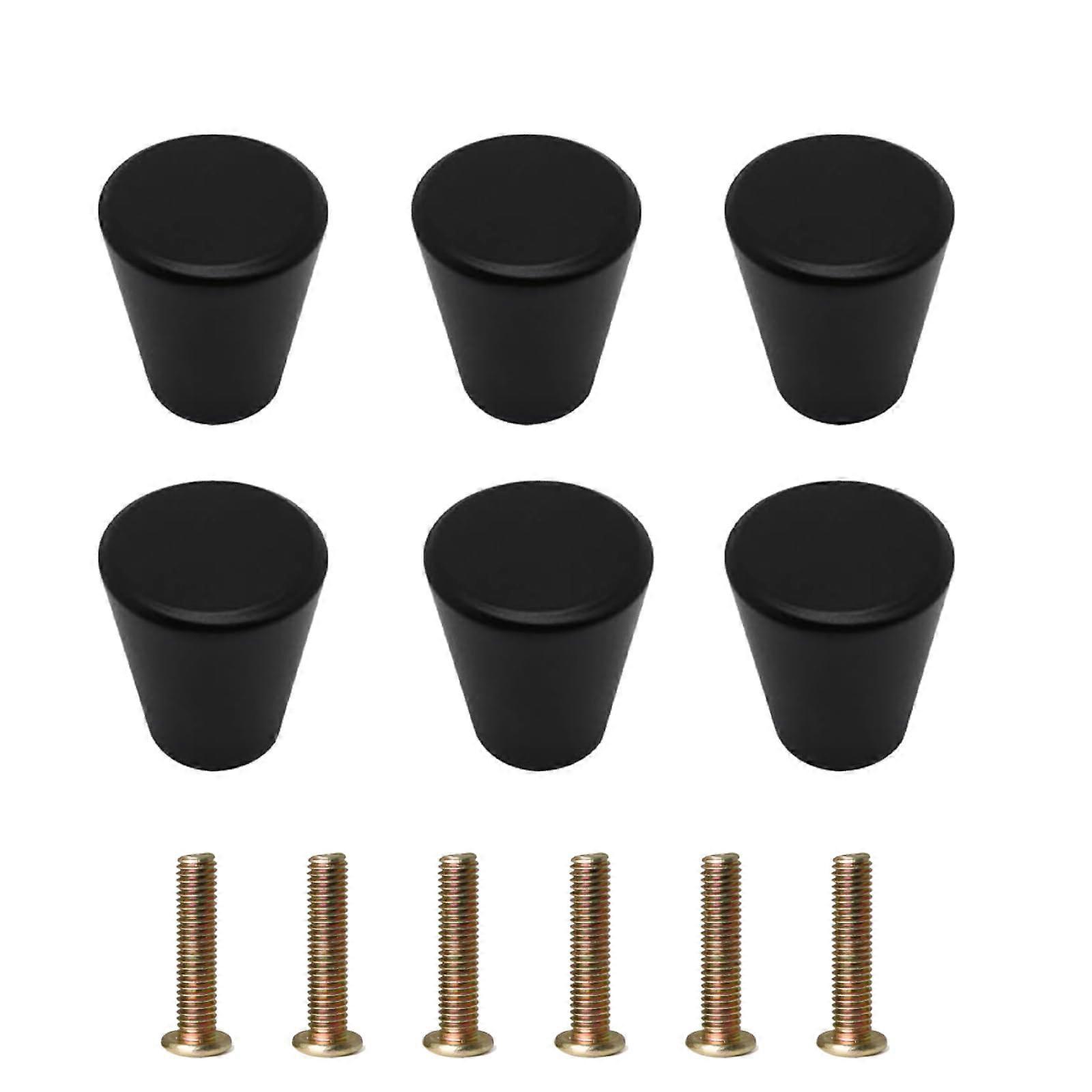 6 Pack Matte Black Cabinet Knobs Set, Modern Conical Drawer Pulls for Cabinets and Dressers