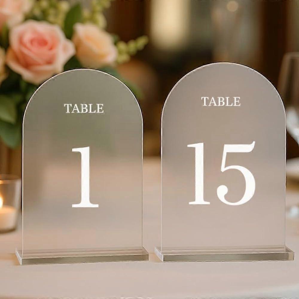 Elegant Frosted Acrylic Wedding Table Numbers 115 with Stands for Versatile Event Styling