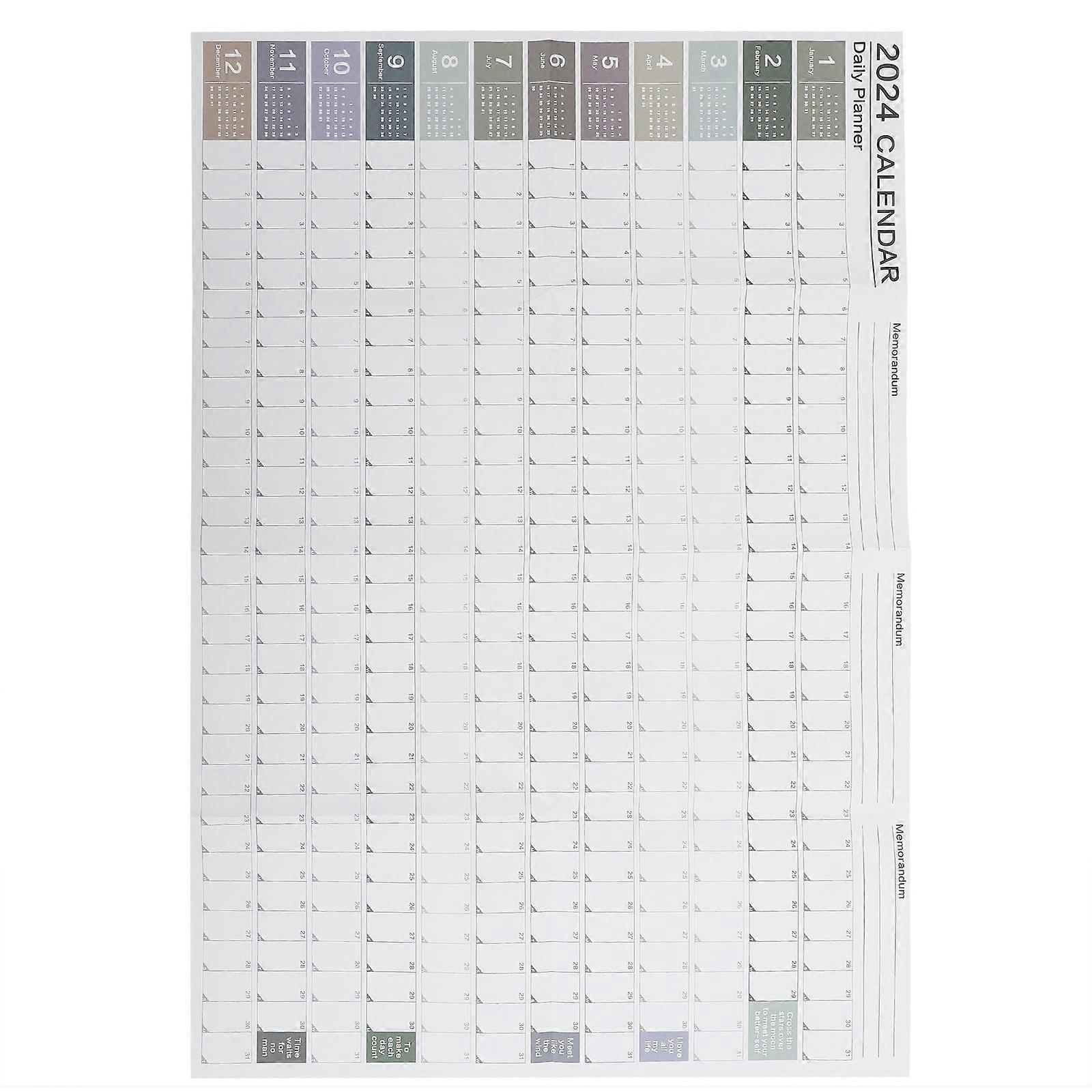 Yearly Wall Calendar Daily Schedule Calendar for 4Sets Paper Material