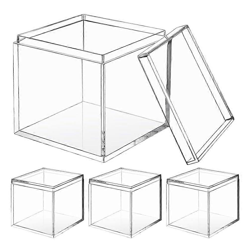 Plastic Candy Boxes Clear Plastic Square Storage Box for Storage 4Pcs